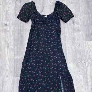 GAP Black Floral Midi Dress
